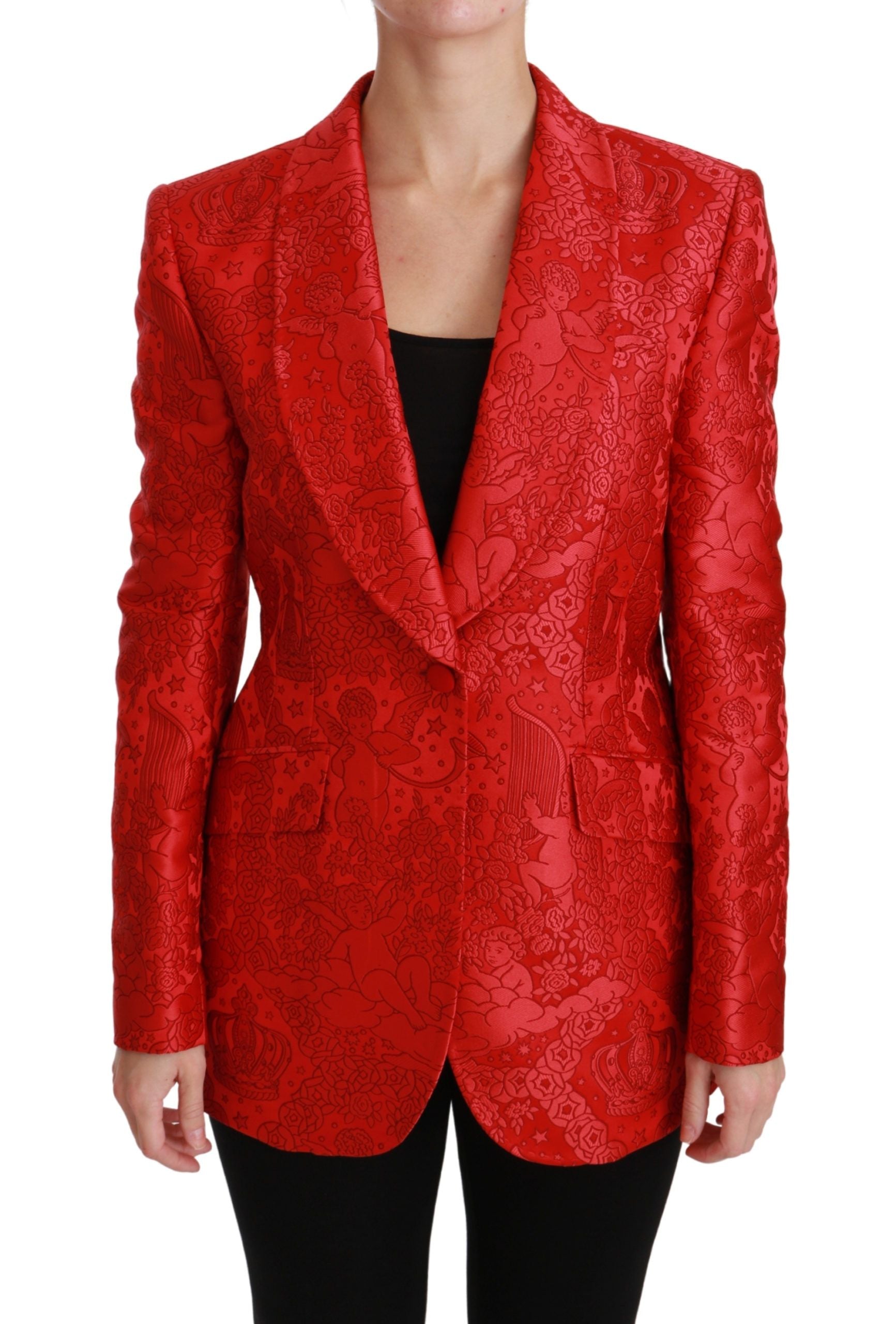 Dolce & Gabbana Red Floral Angel Blazer Coat Jacket -   -  Dolce & Gabbana.