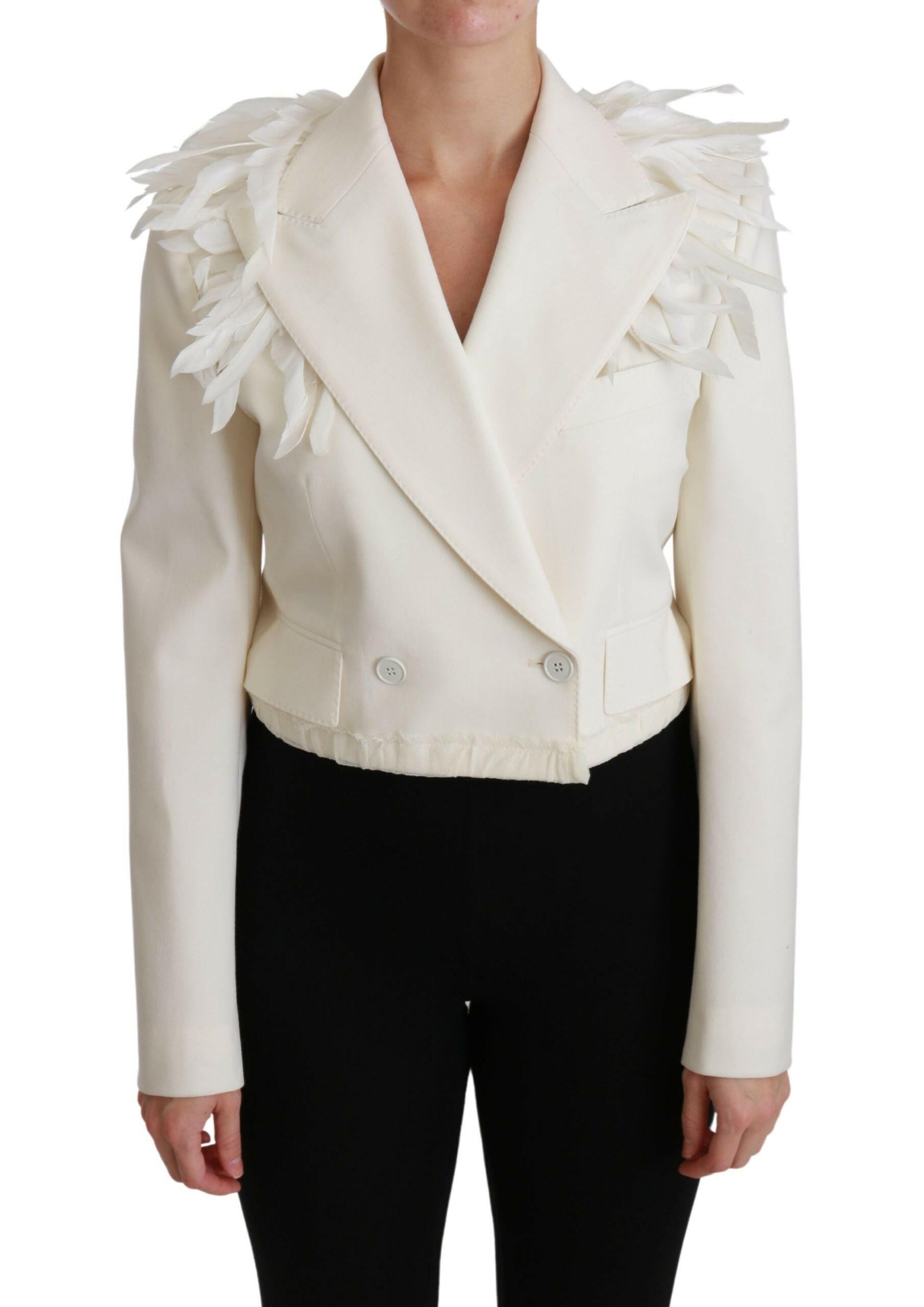 Dolce & Gabbana White Double Breasted Coat Wool Jacket -   -  Dolce & Gabbana.