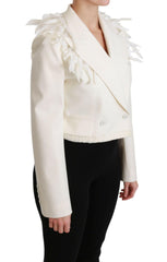 Dolce & Gabbana White Double Breasted Coat Wool Jacket -   -  Dolce & Gabbana.