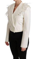 Dolce & Gabbana White Double Breasted Coat Wool Jacket -   -  Dolce & Gabbana.