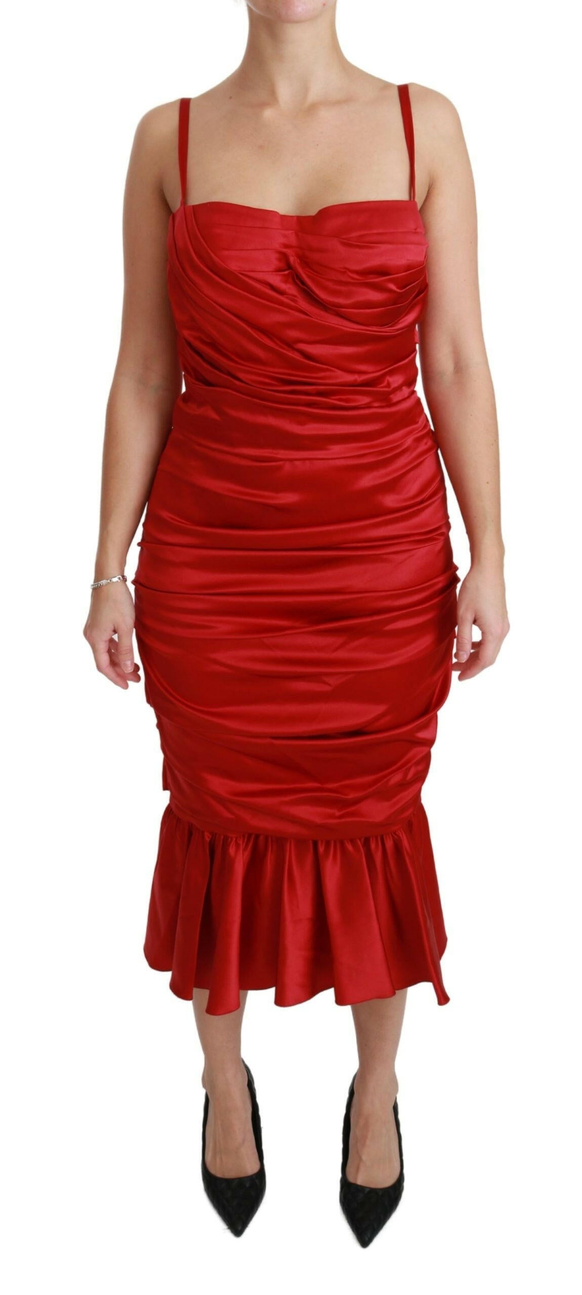 Dolce & Gabbana Red Silk Stretch Mermaid Bodycon Dress -   -  Dolce & Gabbana.