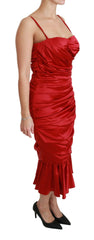 Dolce & Gabbana Red Silk Stretch Mermaid Bodycon Dress -   -  Dolce & Gabbana.