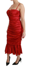 Dolce & Gabbana Red Silk Stretch Mermaid Bodycon Dress -   -  Dolce & Gabbana.