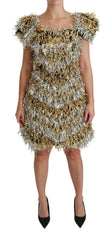 Dolce & Gabbana Silver Gold Sheath Mini Shift Gown Dress -   -  Dolce & Gabbana.