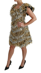 Dolce & Gabbana Silver Gold Sheath Mini Shift Gown Dress -   -  Dolce & Gabbana.