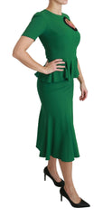 Dolce & Gabbana Green Heart Patch Mermaid Midi Viscose Dress -   -  Dolce & Gabbana.