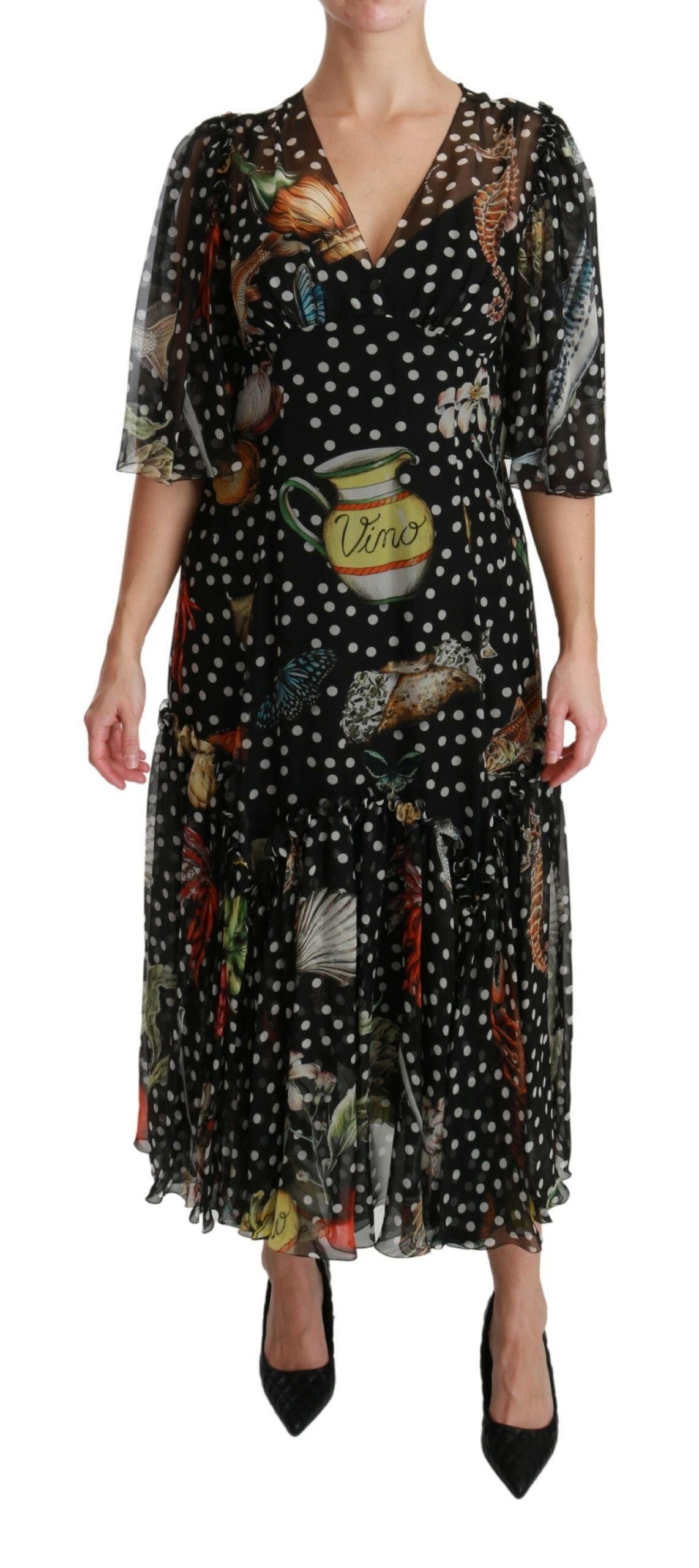 Dolce & Gabbana Black Sea Fish Sicily A-line Shift Dress -   -  Dolce & Gabbana.