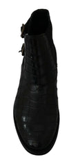 Dolce & Gabbana Black Crocodile Leather Derby Boots Shoes -   -  Dolce & Gabbana.