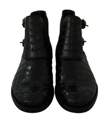 Dolce & Gabbana Black Crocodile Leather Derby Boots Shoes -   -  Dolce & Gabbana.