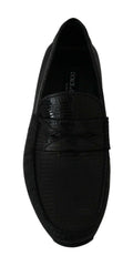 Dolce & Gabbana Black Lizard Leather Flat Loafers Shoes -   -  Dolce & Gabbana.