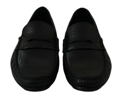 Dolce & Gabbana Black Lizard Leather Flat Loafers Shoes -   -  Dolce & Gabbana.