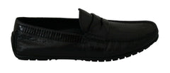 Dolce & Gabbana Black Lizard Leather Flat Loafers Shoes -   -  Dolce & Gabbana.