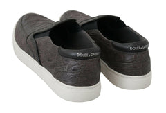 Dolce & Gabbana Gray Leather Flat Caiman Mens Loafers Shoes -   -  Dolce & Gabbana.