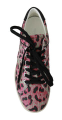 Dolce & Gabbana Pink Leopard Print Training Leather Flat Sneakers -   -  Dolce & Gabbana.