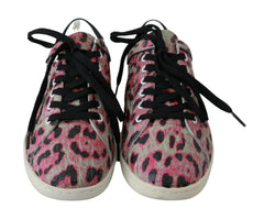 Dolce & Gabbana Pink Leopard Print Training Leather Flat Sneakers -   -  Dolce & Gabbana.