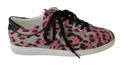Dolce & Gabbana Pink Leopard Print Training Leather Flat Sneakers -   -  Dolce & Gabbana.
