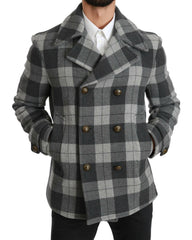 Dolce & Gabbana Gray Check Wool Cashmere Coat Jacket -   -  Dolce & Gabbana.