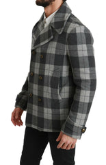 Dolce & Gabbana Gray Check Wool Cashmere Coat Jacket -   -  Dolce & Gabbana.