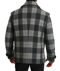 Dolce & Gabbana Gray Check Wool Cashmere Coat Jacket -   -  Dolce & Gabbana.