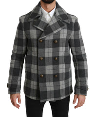 Dolce & Gabbana Gray Check Wool Cashmere Coat Jacket -   -  Dolce & Gabbana.