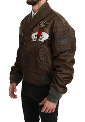 Dolce & Gabbana Brown Beaded Crown Skull Logo Jacket -   -  Dolce & Gabbana.