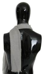 Costume National Gray Fringe Neck Wrap Cotton Scarf - - Costume National.