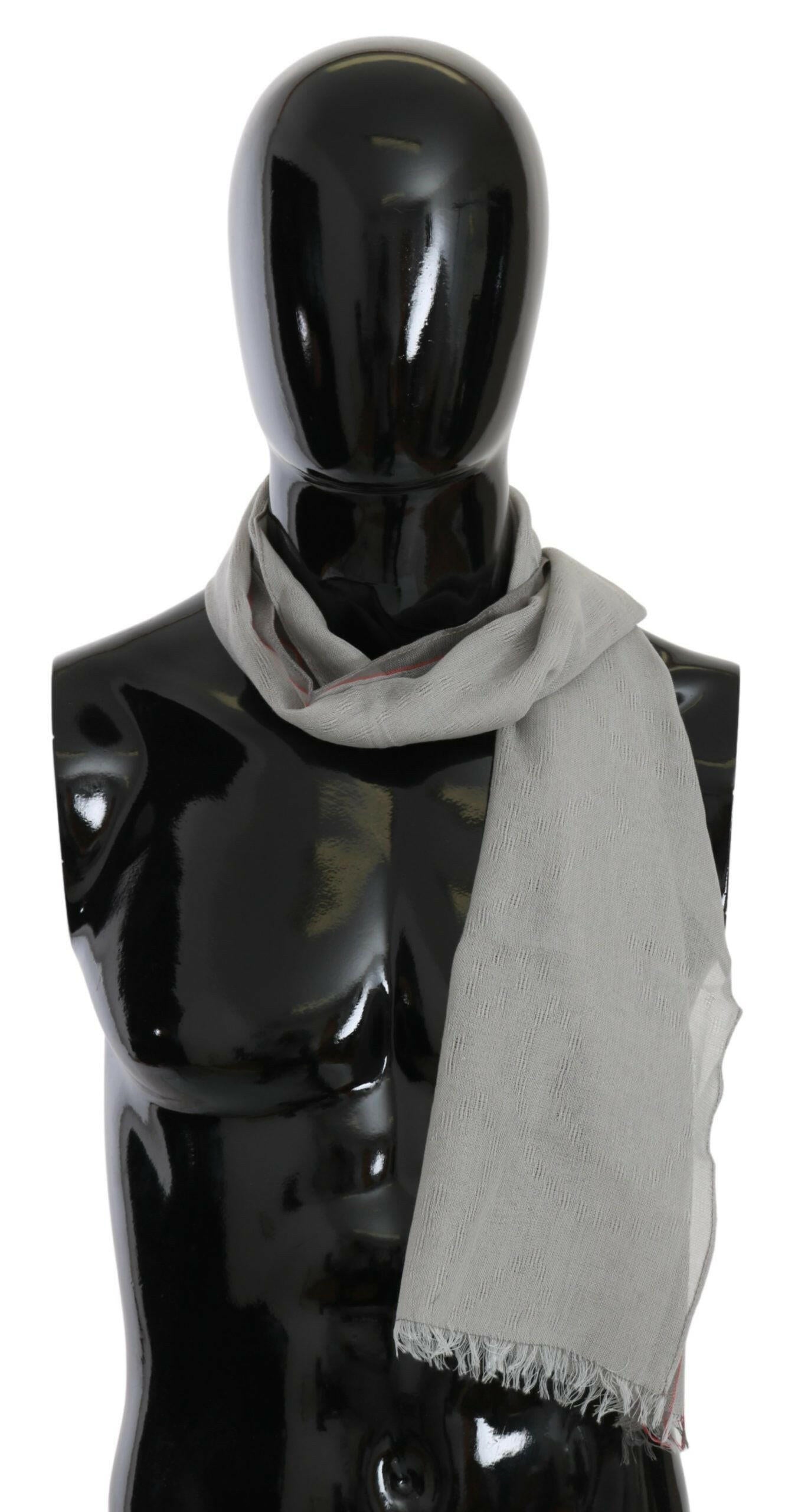 Costume National Gray Fringe Neck Wrap Cotton Scarf - - Costume National.