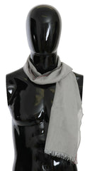 Costume National Gray Fringe Neck Wrap Cotton Scarf - - Costume National.
