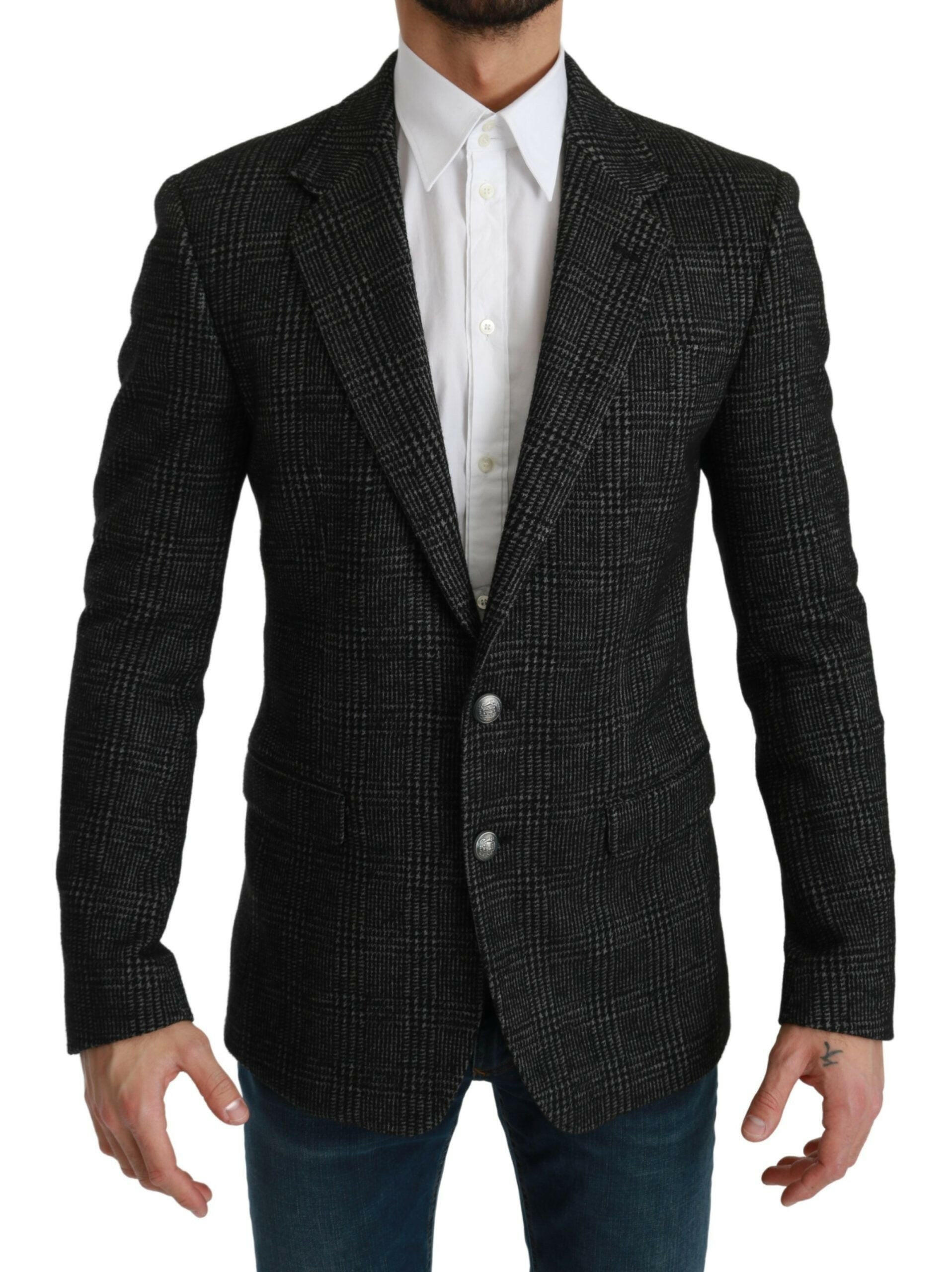Dolce & Gabbana Gray Plaid Check Slim Fit Jacket Blazer -   -  Dolce & Gabbana.