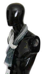 GF Ferre Gray Wool Viscose Foulard Patterned Branded Scarf - - GF Ferre.