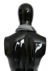 GF Ferre Gray Wool Viscose Foulard Patterned Branded Scarf - - GF Ferre.