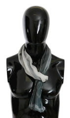 GF Ferre Gray Wool Viscose Foulard Patterned Branded Scarf - - GF Ferre.