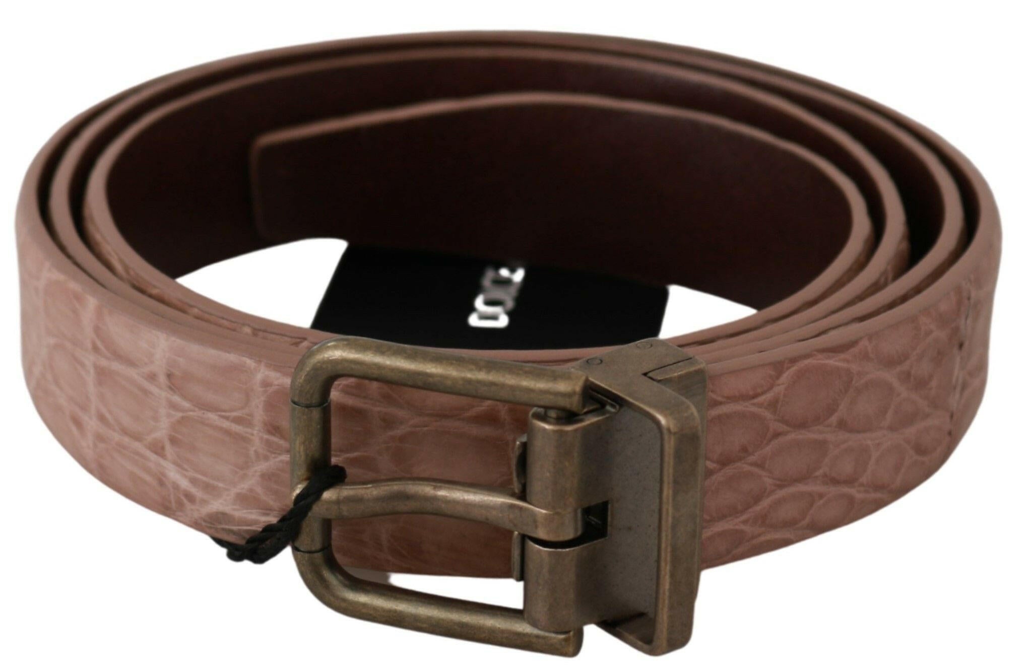 Dolce & Gabbana Beige Exotic Skin Gold Buckle Leather Belt -   -  Dolce & Gabbana.