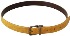 Dolce & Gabbana Yellow Exotic Skin Leather Grey Buckle Belt - - Dolce & Gabbana.