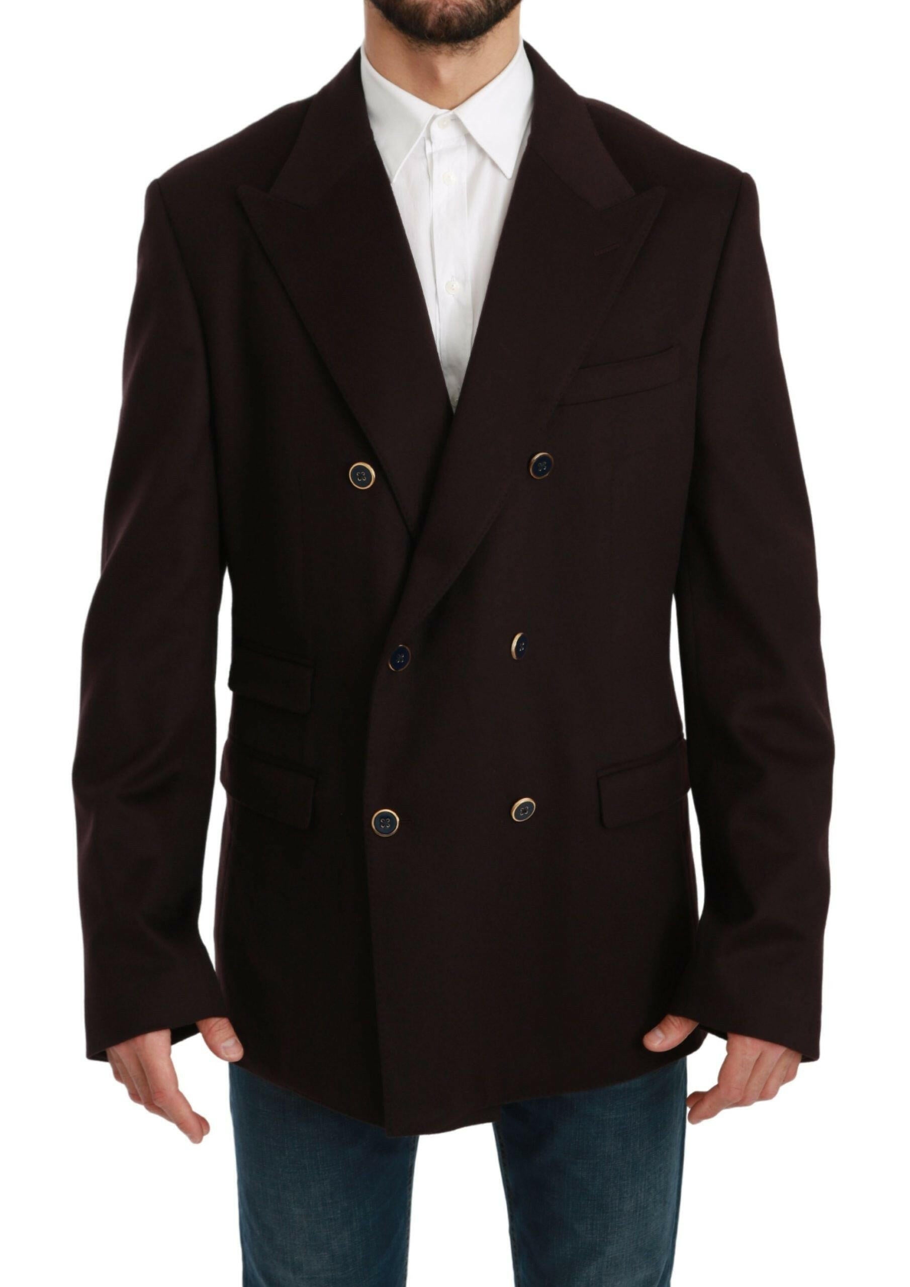 Dolce & Gabbana Bordeaux Cashmere Coat TAORMINA Blazer -   -  Dolce & Gabbana.