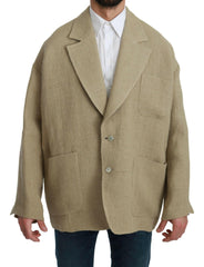 Dolce & Gabbana Beige Jacket Coat 100% Jute Blazer Coat -   -  Dolce & Gabbana.