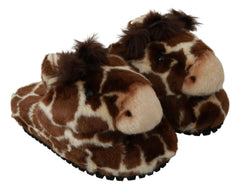 Dolce & Gabbana Brown Giraffe Slippers Flats Sandals Shoes - - Dolce & Gabbana.