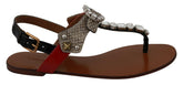 Dolce & Gabbana Leather Ayers Crystal Sandals Flip Flops Shoes -   -  Dolce & Gabbana.