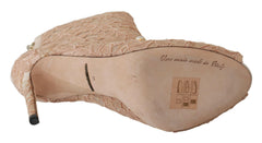 Dolce & Gabbana Pink Crystal Lace Booties Stilettos Shoes -   -  Dolce & Gabbana.