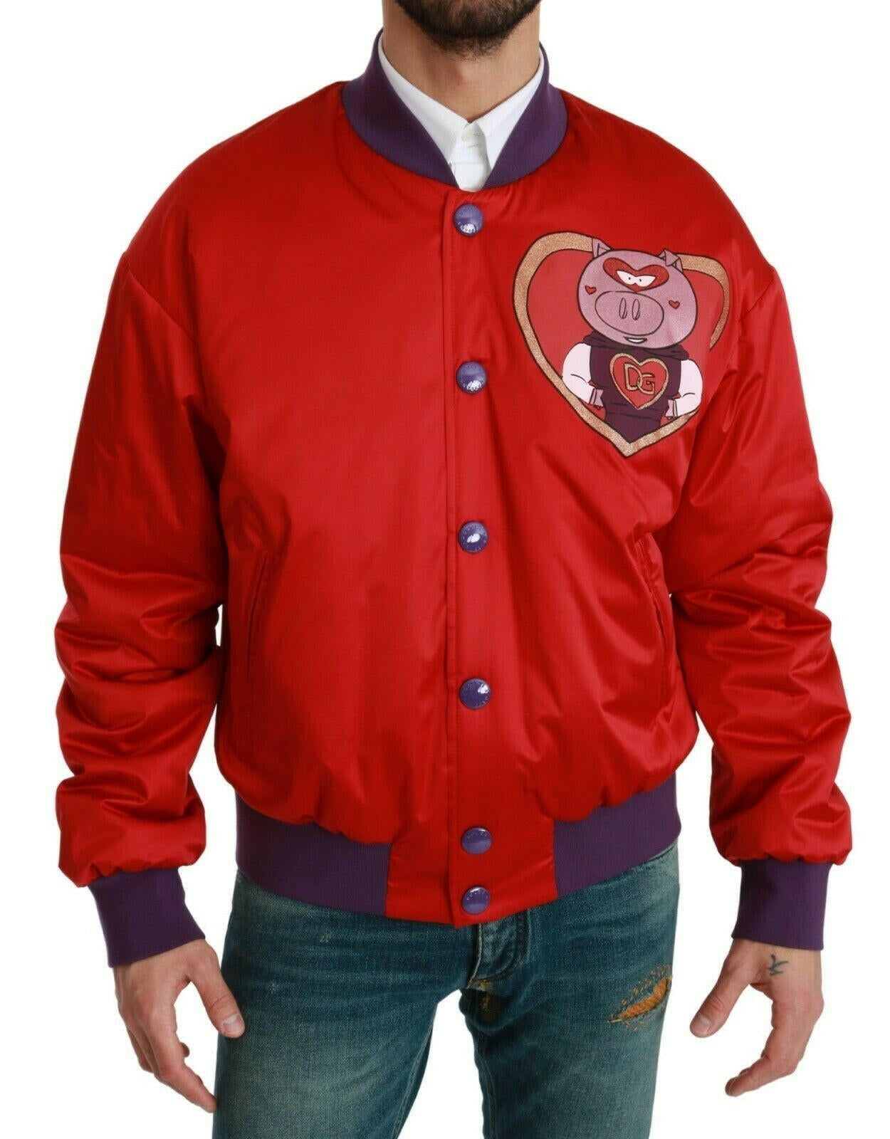 Dolce & Gabbana Red YEAR OF THE PIG Bomber Jacket -   -  Dolce & Gabbana.
