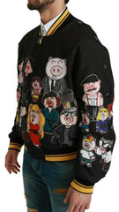 Dolce & Gabbana Black YEAR OF THE PIG Bomber Jacket -   -  Dolce & Gabbana.