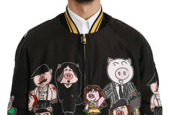 Dolce & Gabbana Black YEAR OF THE PIG Bomber Jacket -   -  Dolce & Gabbana.