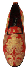 Dolce & Gabbana Red Gold Brocade Slippers Loafers Shoes -   -  Dolce & Gabbana.