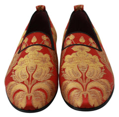 Dolce & Gabbana Red Gold Brocade Slippers Loafers Shoes -   -  Dolce & Gabbana.