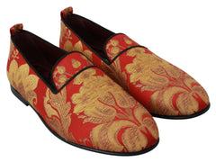 Dolce & Gabbana Red Gold Brocade Slippers Loafers Shoes -   -  Dolce & Gabbana.