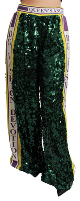 Dolce & Gabbana Green Sequin Trousers Queens Angel Pants -   -  Dolce & Gabbana.