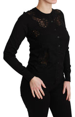 Dolce & Gabbana Black Cashmere Lace Cardigan Sweater -   -  Dolce & Gabbana.