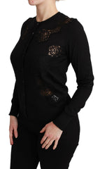 Dolce & Gabbana Black Cashmere Lace Cardigan Sweater -   -  Dolce & Gabbana.
