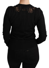 Dolce & Gabbana Black Cashmere Lace Cardigan Sweater -   -  Dolce & Gabbana.