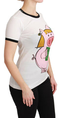Dolce & Gabbana White YEAR OF THE PIG Top Cotton T-shirt -   -  Dolce & Gabbana.